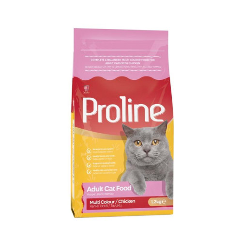 PROLINE сухой корм для кошек, с курицей, гранула ассорти, 1,2 кг