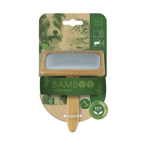 M-PETS Щетка-сликер (пуходерка) бамбуковая BAMBOO Slicker Brush, размер L, 12,5x15,5 см