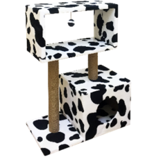 Когтеточка Столбик-куб с мезонином и игрушкой, джут 60*35*85 см