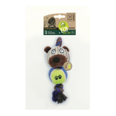 M-PETS Игрушка мягкая для собак Медведь Санчо ECO SANCHO с канатом и мячиком, 24 см