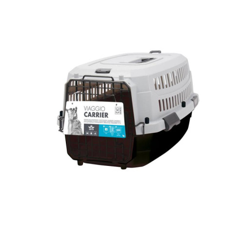 M-PETS Контейнер-переноска для животных до 4,5 кг, цвет черный с серым, 48,3х32х25,2 см