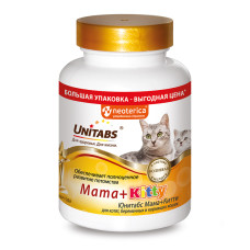 ЮНИТАБС Mama+Kitty с В9 Витамины для кошек и котят 200таб. U3042