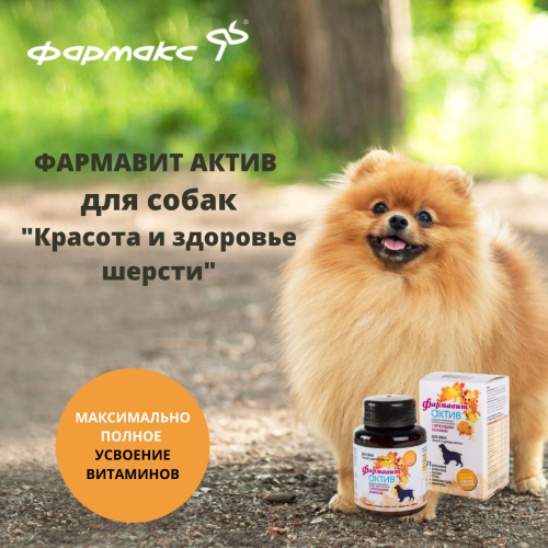 Фармавит Актив для собак красота и здоровье шерсти 120 табл