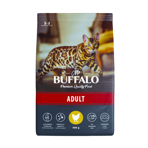 Mr.Buffalo Сухой корм для взрослых кошек, с курицей, 400 г