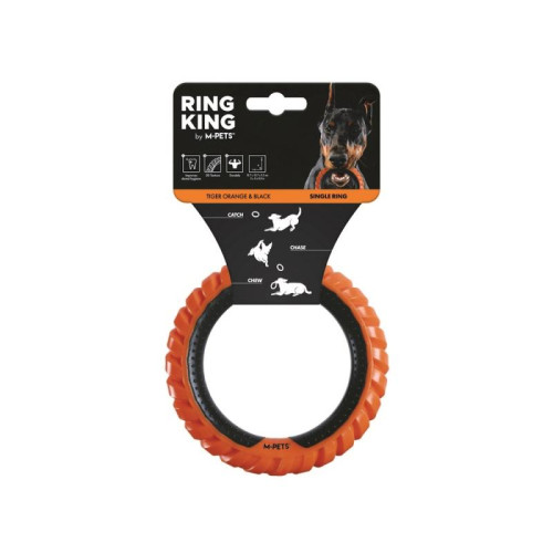 M-PETS Игрушка для собак кольцо RING KING одинарное, цвет черный/оранжевый