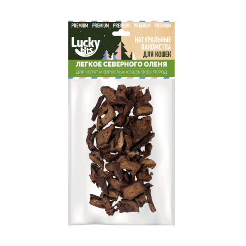 Лакомство для кошек Lucky bits Легкое северного оленя Новогодняя коллекция 30 г