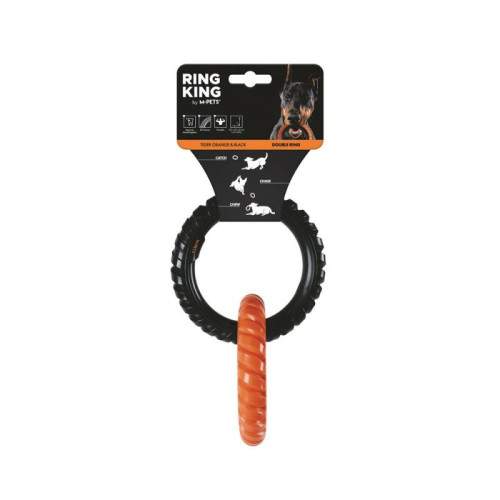 M-PETS Игрушка для собак кольцо RING KING двойное, цвет черный/оранжевый