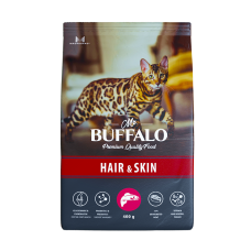 Mr.Buffalo Сухой корм для взрослых кошек, для здоровой кожи и красивой шерсти, с лососем, 400 г