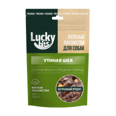 Лакомство для собак Lucky bits Вяленая утиная шея 50гр