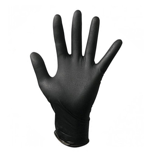BS перчатки нитриловые неопудренные, текстурированные на ладонях, цвет черный, размер М (50 шт)