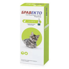 Бравекто Спот Он капли на холку для кошек весом от 1,2 до 2,8 кг 112,5 мг (пипетка 0,4 мл)