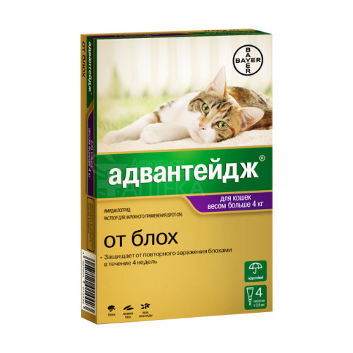 Адвантейдж, для кошек более 4 кг, 1 пипетка 0.8 мл