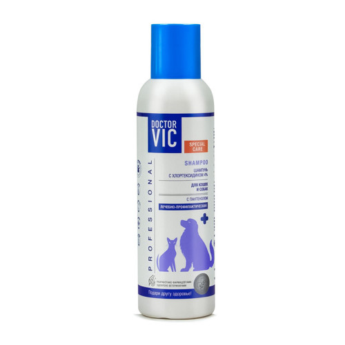DOCTOR VIC, шампунь с хлоргексидином 4% для кошек и собак, фл. 150 мл