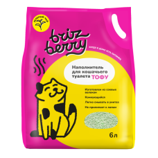 Наполнитель д/кош.туалета Brizberry Тофу Зеленый чай 2,5 кг (6 л) уп. 6 шт