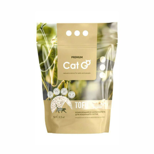 Наполнитель д/кош.туалета Cat Go TOFU Комкующийся ТОФУ Без запаха 6л (2,5кг)