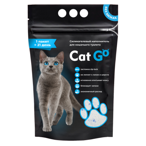 Наполнитель д/кош.туалета Cat Go Силикагель 1,3 кг, 3 л