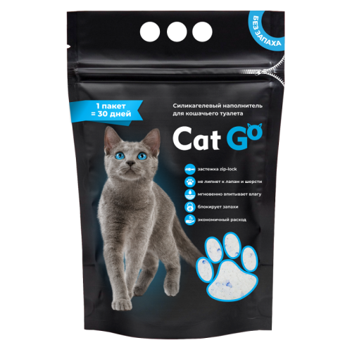 Наполнитель д/кош.туалета Cat Go Силикагель 1,9 кг, 4.4 л