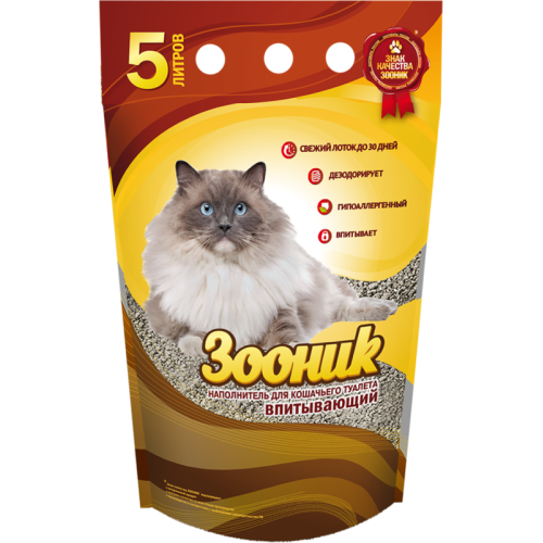Наполнитель д/кош.туалета Впитывающий 5л Зооник