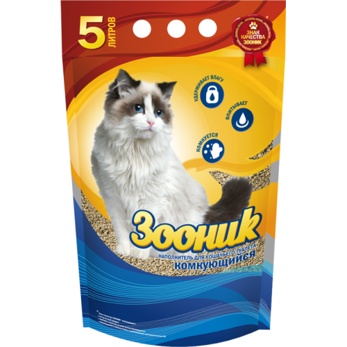 Наполнитель д/кош.туалета Комкующийся 5л Зооник