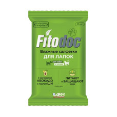 ФИТОДОК влажные салфетки для лап собак и кошек, 15шт