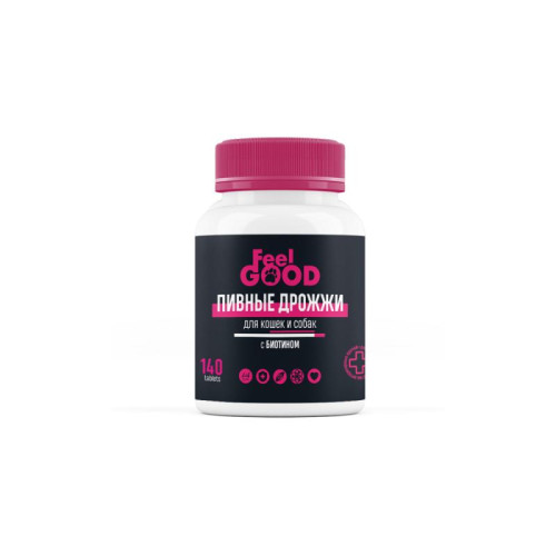 FeelGOOD Пивные дрожжи с биотином и чесноком для кошек и собак, 140 табл.