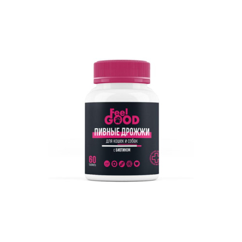 FeelGOOD Пивные дрожжи с биотином и чесноком для кошек и собак, 60 табл.