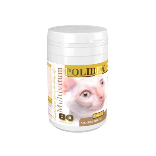 POLIDEX Мультивитум д/кошек 80 т, уп/12шт