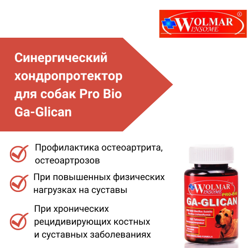 ВОЛМАР Pro Bio GA-GLICAN синергический хондропротектор д/собак, 180т