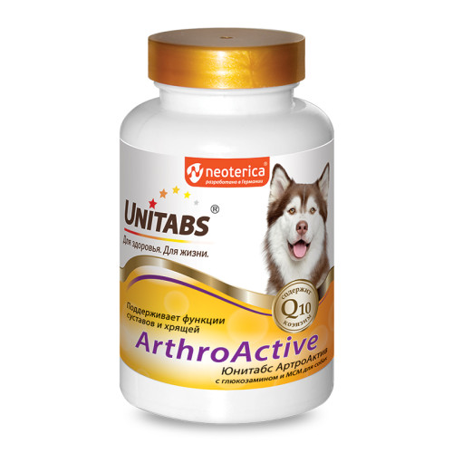 ЮНИТАБС Arthro c Q 10Active Витамины для собак при болезнях суставов 100таб. /8шт/ U201