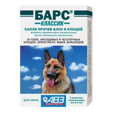 БАРС классик капли против блох и клещей для собак 4пип*1.4мл