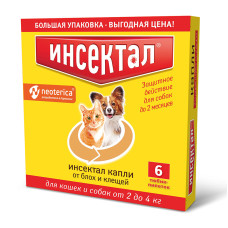 Инсектал капли от клещей и блох для кошек и собак 2-4кг 0,5мл, №6