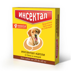 Инсектал капли от клещей и блох для собак 20-40 кг 2,9мл