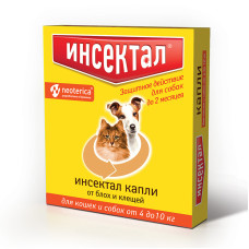 Инсектал капли от клещей и блох для собак 4-10 кг 0,8мл