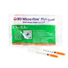 Шприц однор. 0,3мл 3-х комп BD micro-fine PLUS U-100 ДЭМИ с интегрир иглой 30G(0,3ммх8мм) №10
