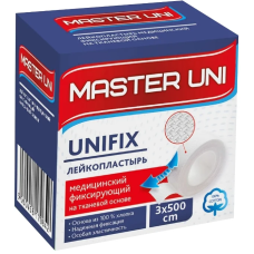 Лейкопластырь Master Uni №1, тканевая основа, катушка, 3x500 см 