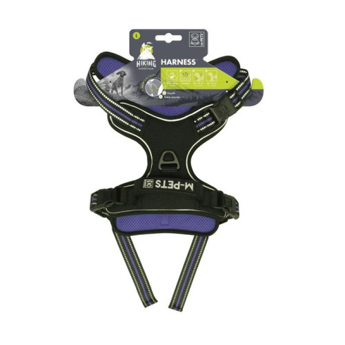 M-PETS Шлейка Hiking, размер L, длина шеи 45-70 см, длина груди 45-95 см, ширина 25 мм, цвет синий электрик