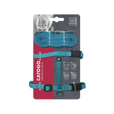 M-PETS Шлейка для кошек с поводком, обхват шеи 20-30 см, груди 30-42 см, длина поводка 90-170 см, синяя