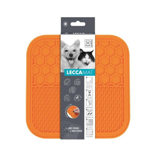 M-PETS Лизательный коврик для домашних животных, размер М, 21x21x1 см, цвет оранжевый