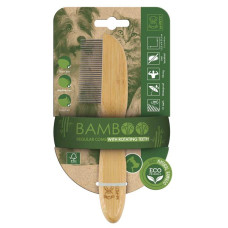 M-PETS Бамбуковая расчёска BAMBOO Regular Comb With Rotating Tees с вращающимся зубьями, 31 зуб, 5,5x21,5 см