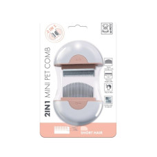M-PETS Расческа Мини 2в1 для короткой шерсти, цвет розовый, 9х9х3 см