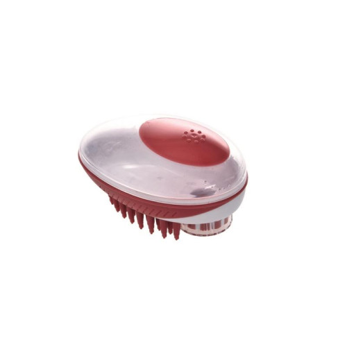 M-PETS Щетка для мытья животных RUBEAZ SOAP DISPENSER & BRUSH (Рубиз) с дозатором для мыла, 11,5х7,5 см, цвет красный