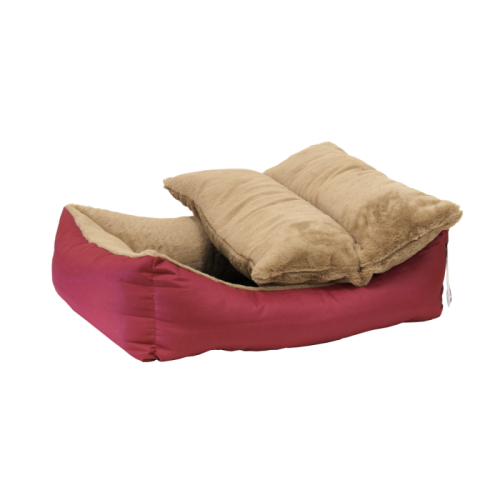 STORYTAILS Лежанка LOOIE прямоугольная с мехом, красная, M 70x60x23 см