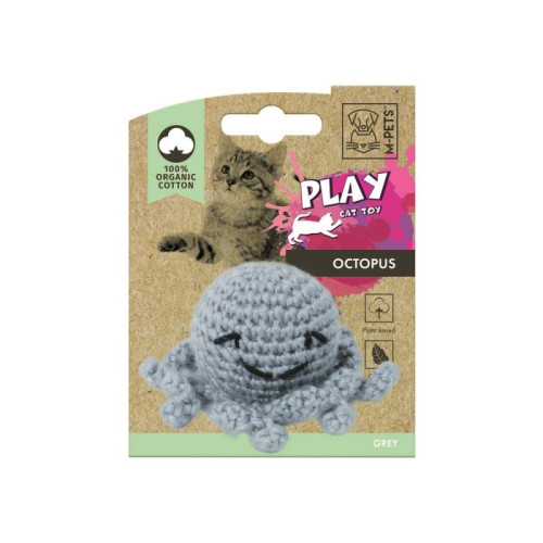 M-PETS Игрушка для кошек PLAY Осьминог с кошачьей мятой, 7,5x7,5x 5,5 см, цвет серый
