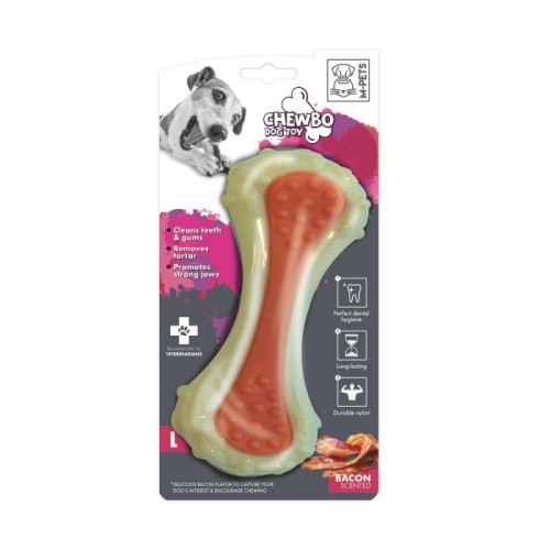 M-PETS Игрушка для собак CHEWBO Кость, с ароматом бекона, нейлон, размер L, 20,2 см