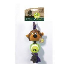 M-PETS Игрушка мягкая для собак Обезьянка Деннис с канатом и мячиком, 24 см