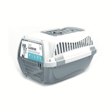M-PETS Контейнер-переноска Giro для животных до 9 кг, цвет серый с белым, 57,2x36,5x32,76 см