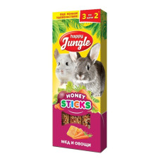 Палочки Happy Jungle для крупных грызунов мед и овощи, 3 шт.