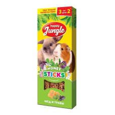 Палочки Happy Jungle для крупных грызунов мед и травы, 3 шт.