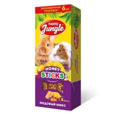 Палочки Happy Jungle для крупных грызунов медовый микс, 6 шт.