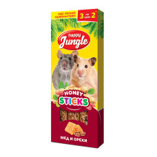 Палочки Happy Jungle для мелких грызунов мед и орехи, 3 шт.